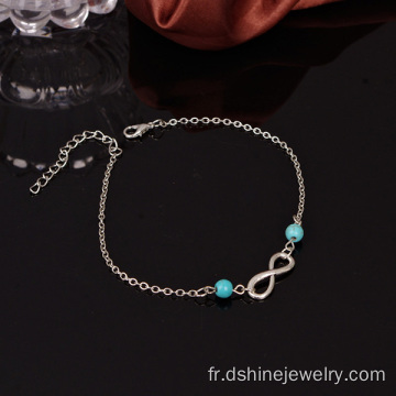 Perles en turquoise breloques infinie chaîne cheville pas cher Bracelets